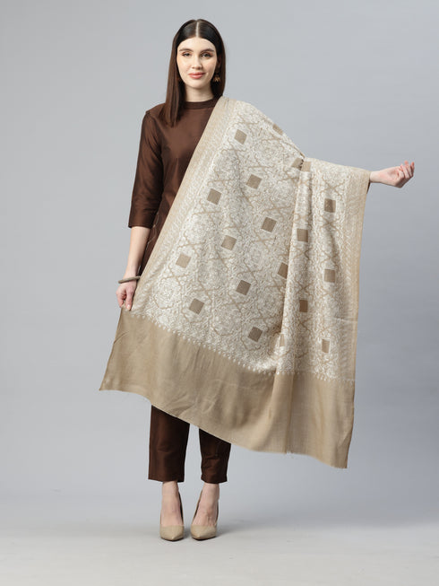 Women's Pure Wool Faux Pashmina Aari Embroidery Shawl